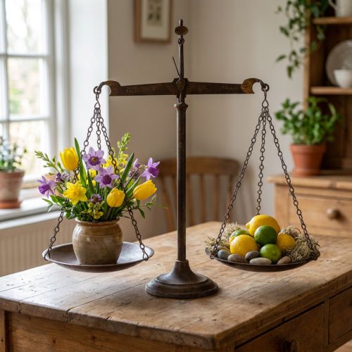 Article Balance décorative vintage en métal brun 58 cm