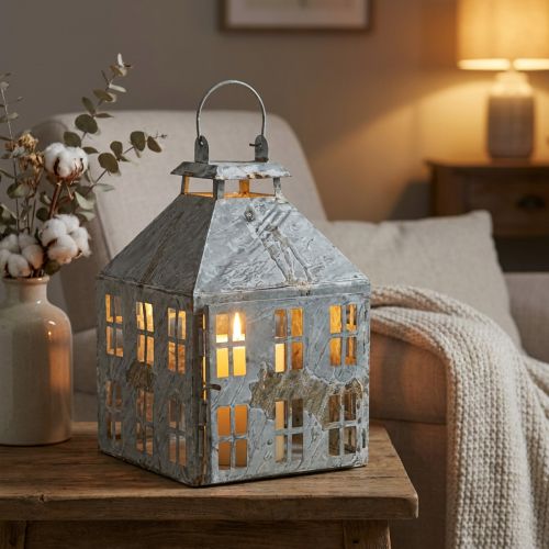 Lanternes décoratives en métal style maison vintage - H 35 cm | Floristik24.fr