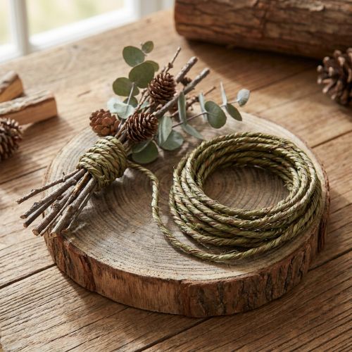 Fil de décoration rustique vert 3-5 mm x 3 m | Floristik24.fr