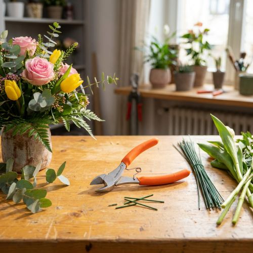 Article Coupe-fil en métal et poignées orange néon, 17 cm, pour travaux floraux et de bricolage