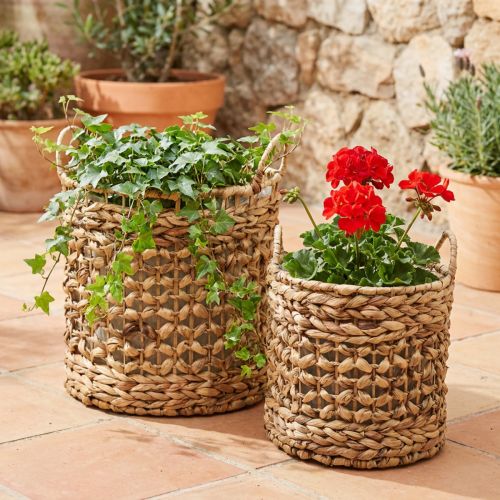 Article Lot de 2 paniers en fibres naturelles en jacinthe d’eau et herbe de mer 31/26 cm
