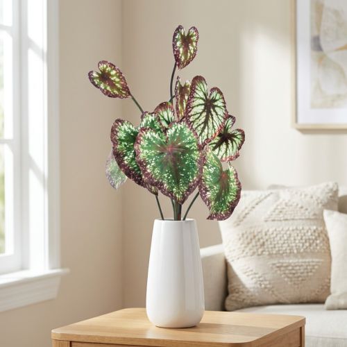 Article Begonia artificielle verte et violette – 62 cm