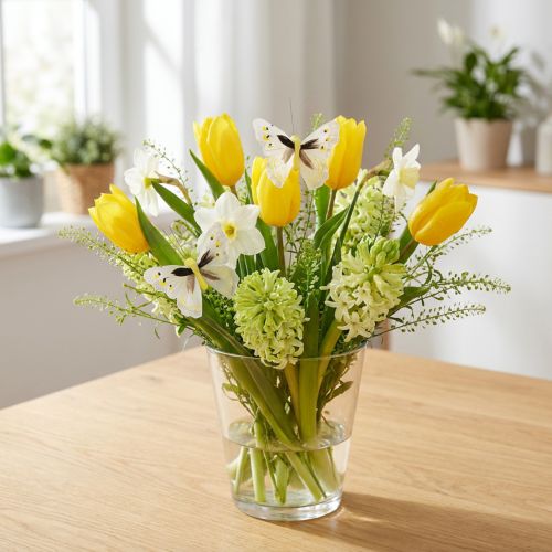 Lot de 12 papillons décoratifs jaunes en plumes sur fil – 8 cm | Floristik24.fr