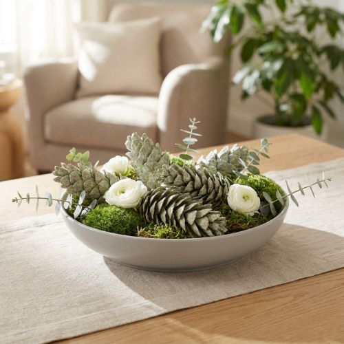 Pommes de pin décoratives vertes et blanches naturelles 15-20 cm – Lot de 50 | Floristik24.fr
