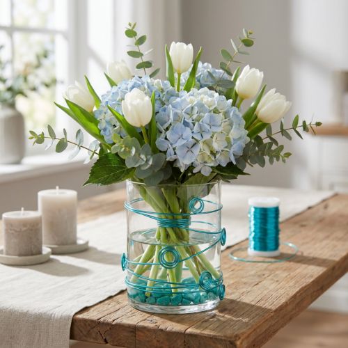 Fil Métallique Décoratif Turquoise pour Créations Artisanales et Décorations Florales | Floristik24.fr