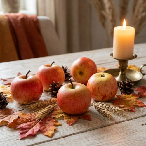 Article Pommes décoratives artificielles Cox Orange 6 cm - Lot de 6