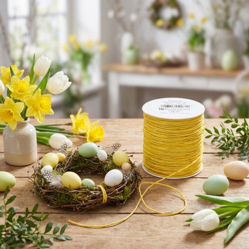 Fil décoratif en papier avec fil métallique intégré jaune Ø2 mm 100 m | Floristik24.fr
