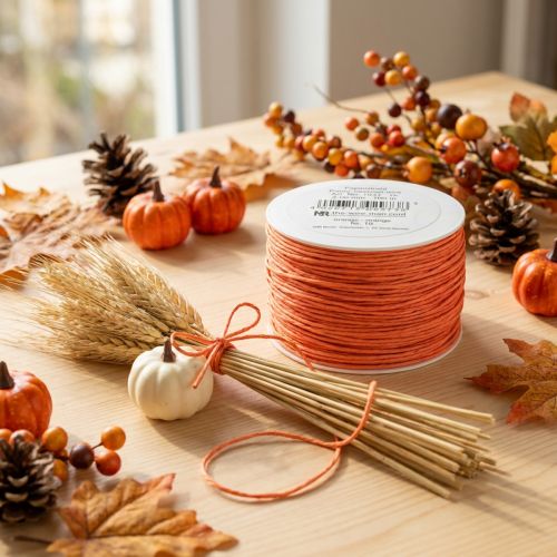 Fil papier orange avec fil métallique intégré Ø2 mm – 100 m | Floristik24.fr