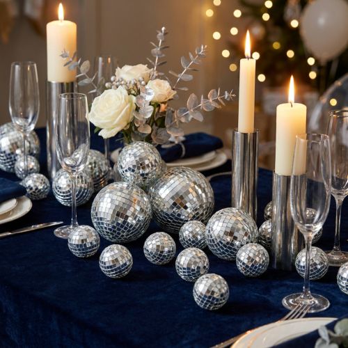 Article Boules décoratives miroir argentées en verre 2-4 cm 50 pièces