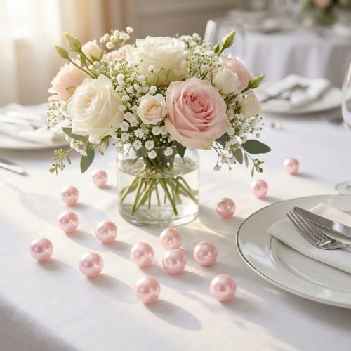 Déco-Perles en Plastique Rose Perlé Ø2cm – Lot de 12 | Floristik24.fr