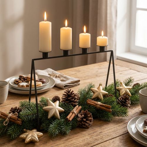 Chandelier noir en métal pour 4 bougies, 38 cm x 31 cm | Floristik24.fr