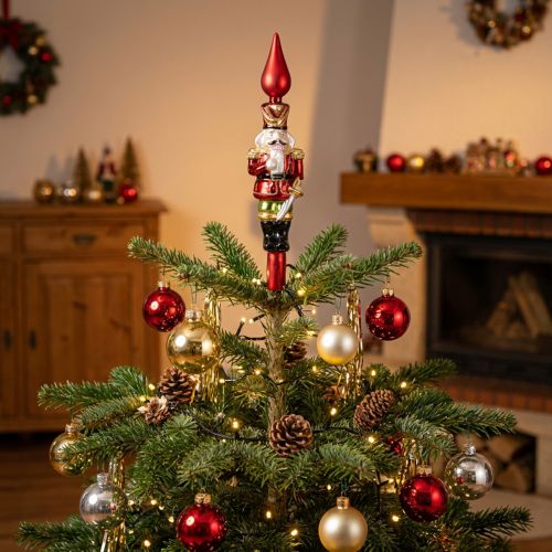 Figurine casse-noisette rouge pour sapin de Noël, 28 cm, en verre véritable | Floristik24.fr