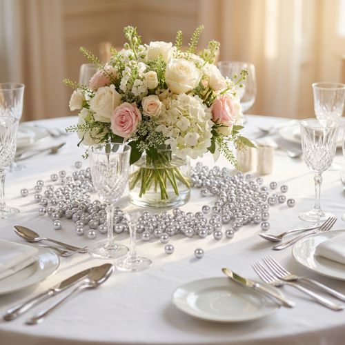 Perles décoratives en plastique argenté Ø8 mm – Lot de 250 | Floristik24.fr
