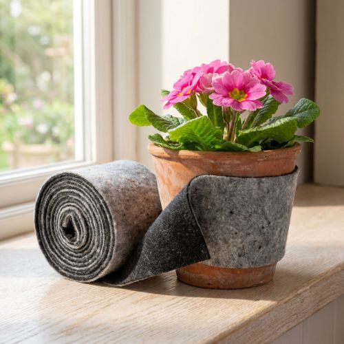 Article Charnière pour pot en feutre de laine bicolore, gris/noir, 15 cm x 5 m