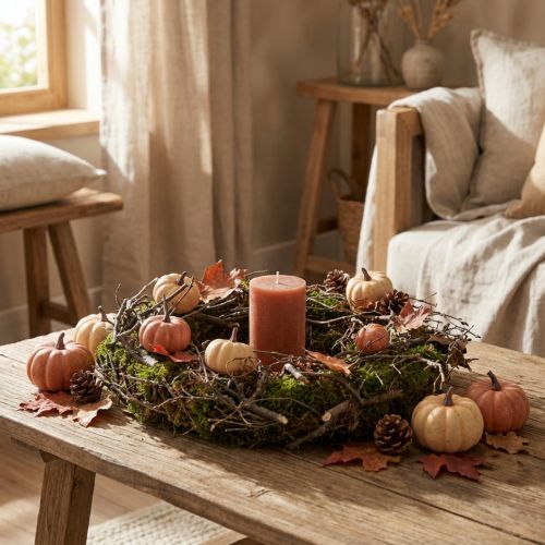 Couronne décorative couronne de mousse avec branches de bonsaï naturel Ø30cm | Floristik24.fr