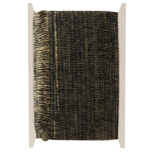 Bordure à franges noires et dorées 4 cm x 25 m - Idéale pour la décoration de couronnes, les rubans de deuil et les accessoires vintage | Floristik24.fr