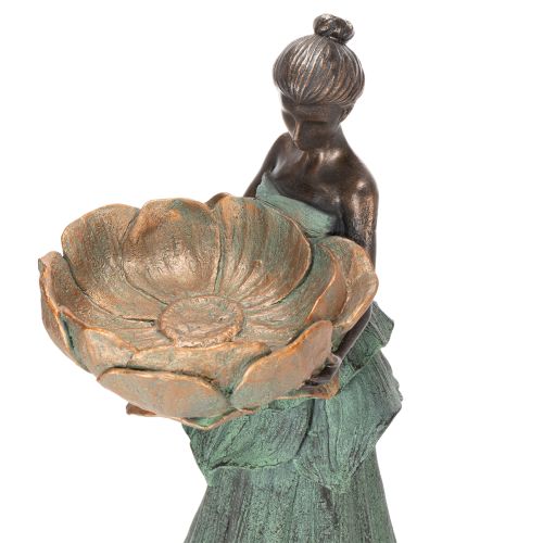 Article Statuette féminine avec coupe de fleurs, ornement décoratif pour la décoration intérieure et le jardin, 55 cm