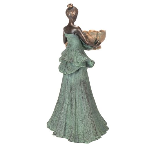 Article Statuette féminine avec coupe de fleurs, ornement décoratif pour la décoration intérieure et le jardin, 55 cm