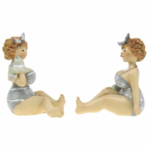 Floristik24 Figurine décorative dame en maillot de bain gris 10cm 2pcs