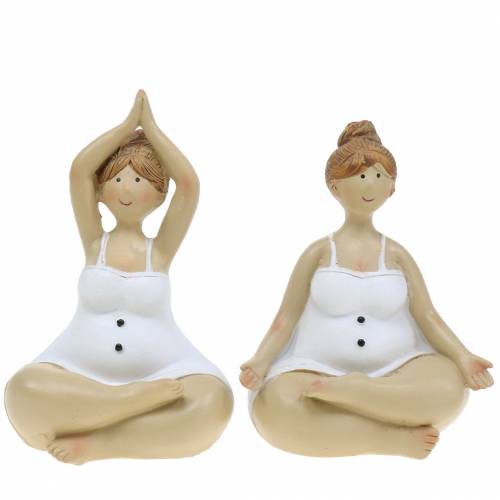 Floristik24 Figure de décoration de dame de yoga 11cm 2pcs blanc