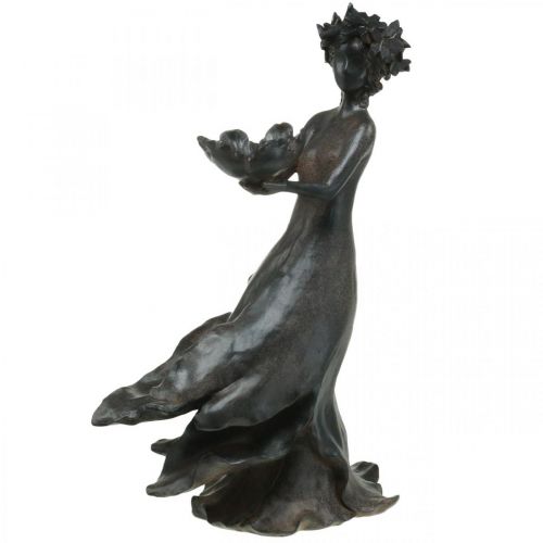 Bain d&#39;oiseau enfant de fleur jardin aspect métal anthracite 56,5cm