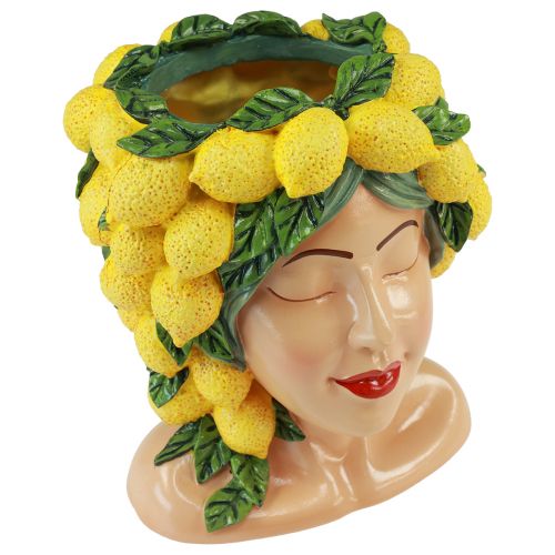 Cache-pot buste de femme décoration citron Méditerranée H21,5cm