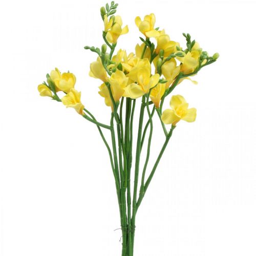 Freesias, fleurs artificielles, freesias en bouquet jaune L64cm 6pcs