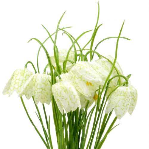 Fleurs en damier Fritillaria artificielles blanc, vert 40cm 12 pcs
