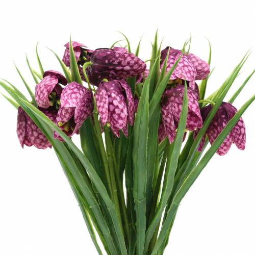 Fleurs d&#39;échiquier Fritillaria artificielle violette 29cm 6pcs