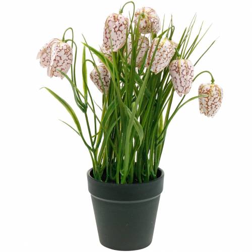 Article Fleur d&#39;échiquier artificielle en pot, fleur de printemps Fritillaria, fleur de soie rouge blanc