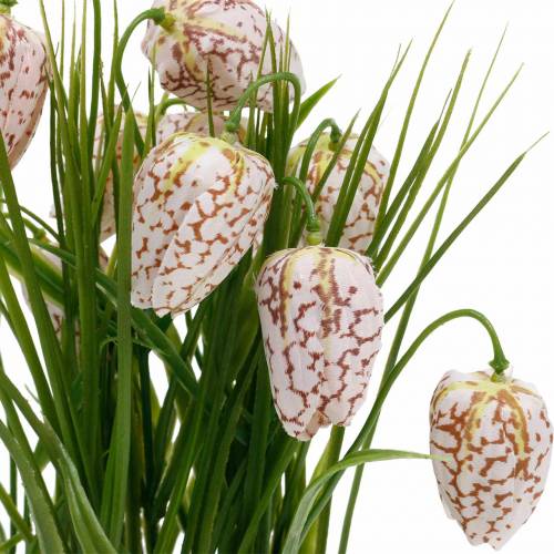 Article Fleur d&#39;échiquier artificielle en pot, fleur de printemps Fritillaria, fleur de soie rouge blanc