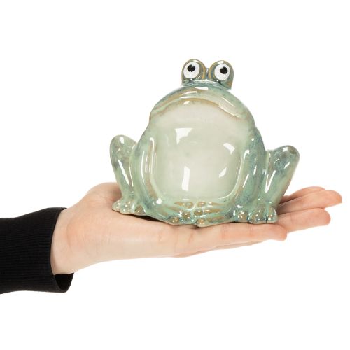 Article Figurine décorative de grenouille en céramique, design détaillé, charmante idée cadeau, 13 cm