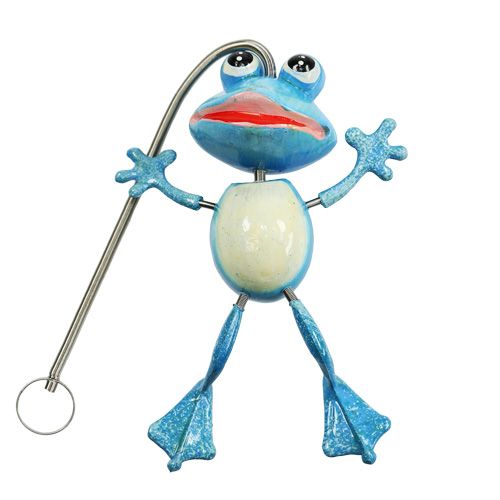 Floristik24 Grenouille avec porte-plumes 13cm bleu