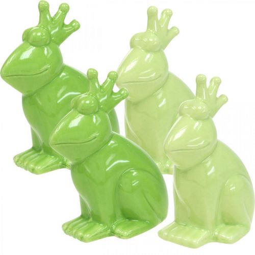 Floristik24 Figure de décoration grenouille en céramique, décoration d&#39;été prince grenouille 10.5×5.5×7cm 4pcs