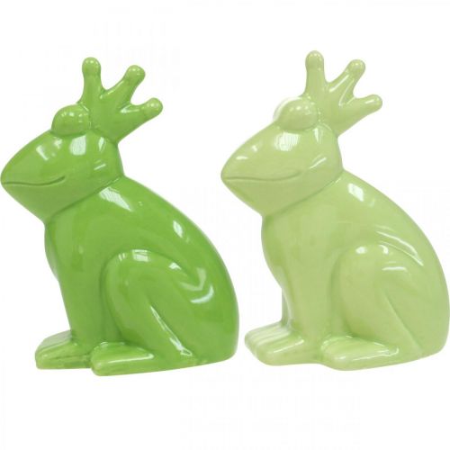 Article Figure de décoration grenouille en céramique, décoration d'été prince grenouille 10.5×5.5×7cm 4pcs
