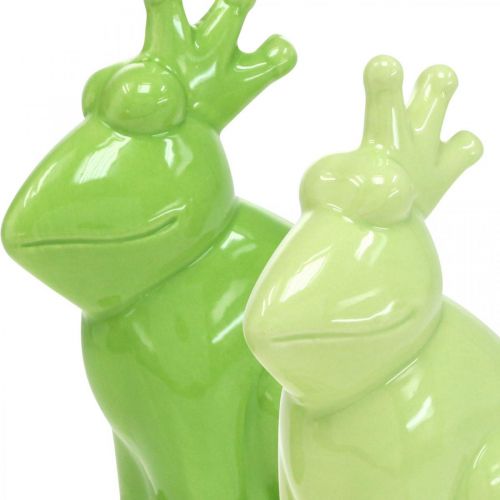 Article Figure de décoration grenouille en céramique, décoration d'été prince grenouille 10.5×5.5×7cm 4pcs