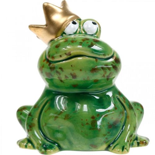 Floristik24 Décoration printanière, grenouille avec couronne, figurine décorative, prince grenouille