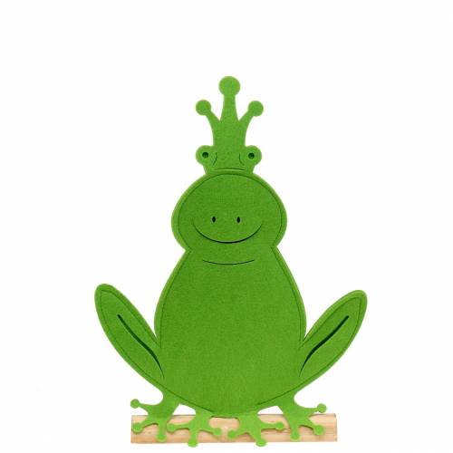 Floristik24 Grenouille Roi Feutre Bois Vert 20cm x 27,5cm Décoration d&#39;été