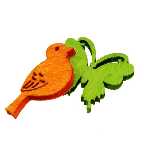Floristik24 Décoration décorative oiseau et papillon en bois coloré 2cm 144 pcs