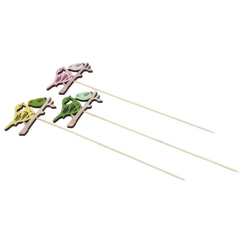 Décoration de printemps bouchons de fleurs décoration d&#39;oiseau en bois 7×10cm 12pcs