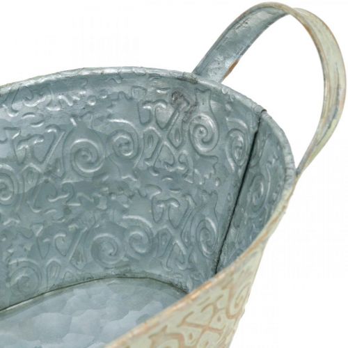 Floristik24 Décoration printanière pot de fleur bol en métal ovale avec anses vintage 28×15cm