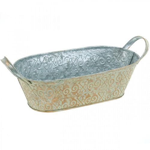 Floristik24 Décoration printanière cache-pot ovale en métal avec anses coupe plante vintage 33×17cm