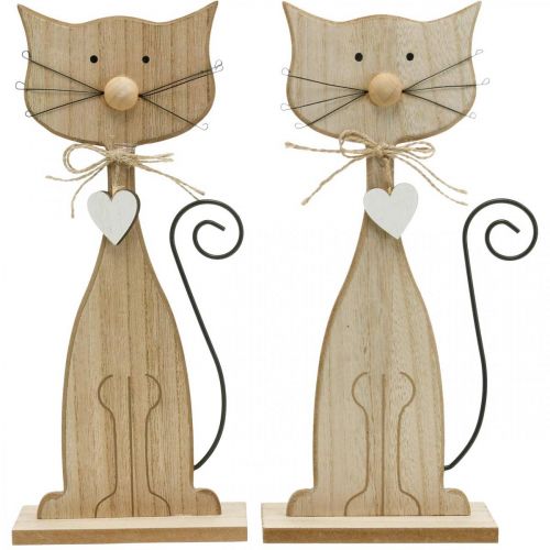 Floristik24 Figurine de printemps, décoration de chat, figurine en bois, décoration de table, décoration de maison de campagne 2 pièces