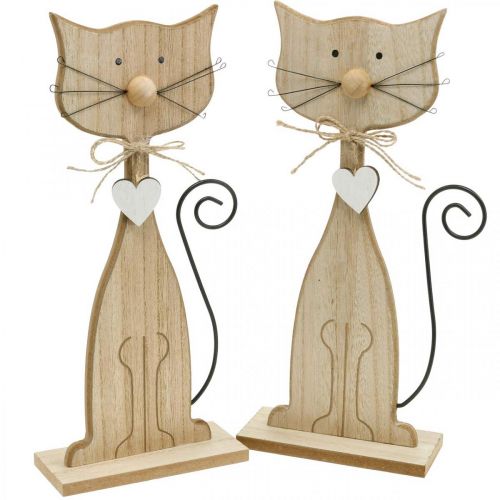 Figurine de printemps, décoration de chat, figurine en bois,  décoration de table, décoration de maison de campagne 2 pièces-12109