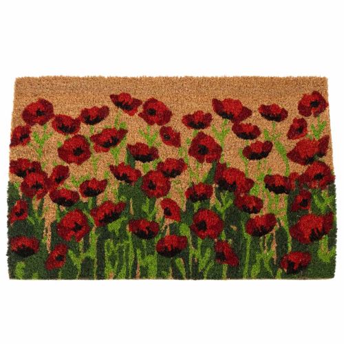 Tapis de porte coquelicots 60x40x2cm en fibres de coco et PVC