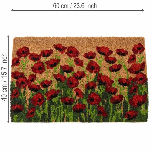 Tapis de porte coquelicots 60x40x2cm en fibres de coco et PVC | Floristik24.fr