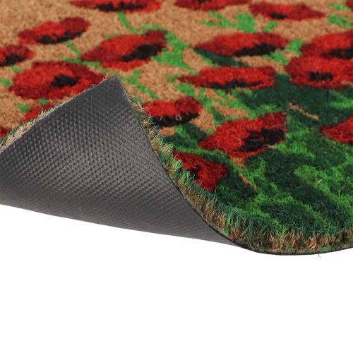 Tapis de porte coquelicots 60x40x2cm en fibres de coco et PVC | Floristik24.fr