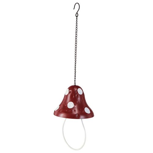 Article Station d'alimentation amanite mouche en métal à suspendre rouge blanc 25,5cm