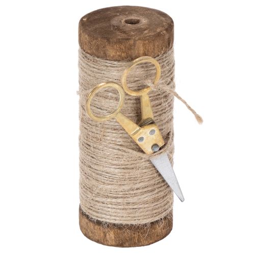 Floristik24 Bobine de laine avec ciseaux décoratifs Ø6,5 cm H15 cm (2 pièces) Style vintage