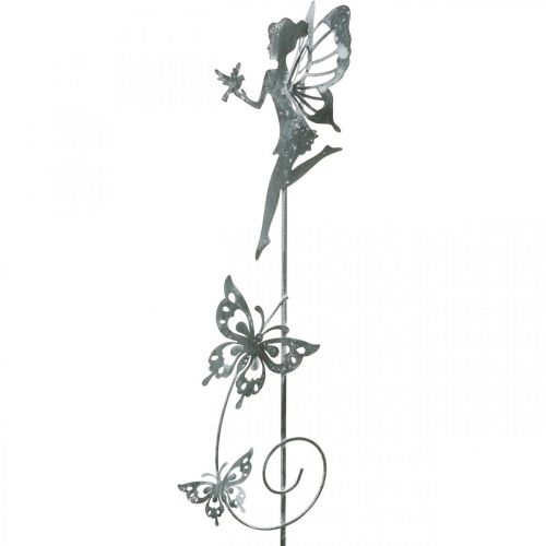 Floristik24 Décoration florale, bouchon métal fée fleur, printemps, elfe avec papillons, bouchon plante 2pcs